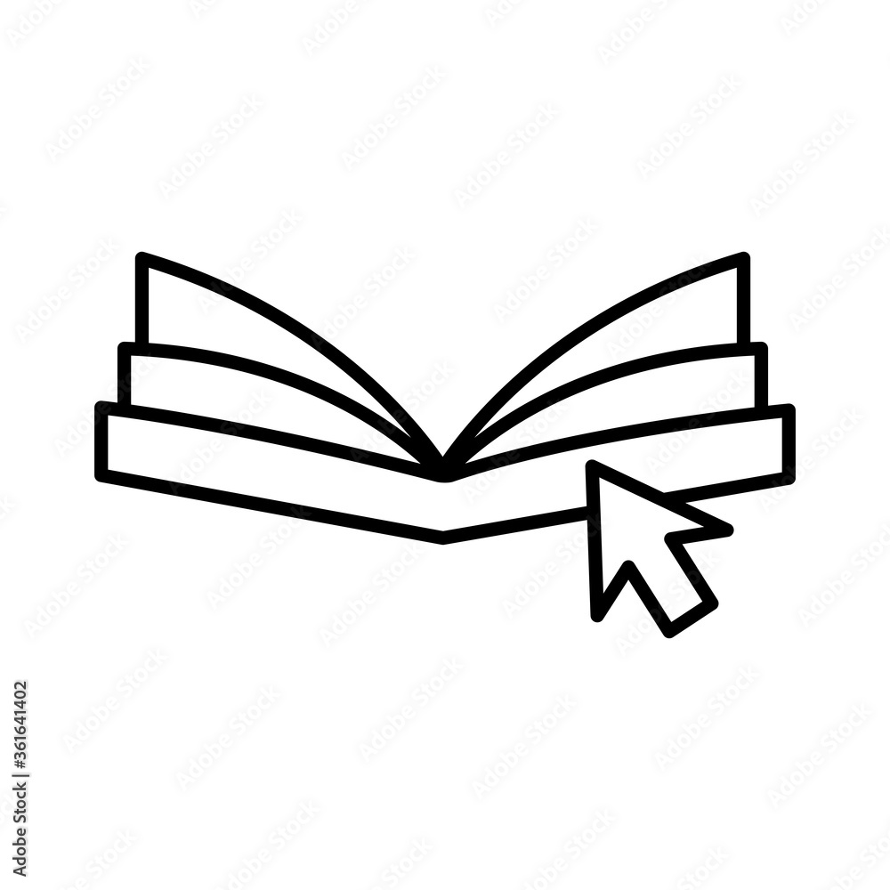 electronic book with arrow cursor education online line style icon