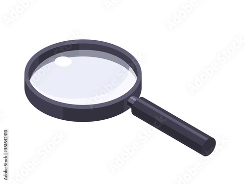 Magnifier glass isometric. Single object on a white background