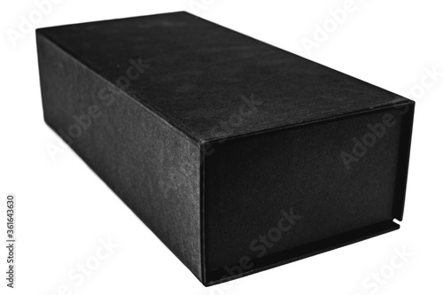 black cardboard box on white background