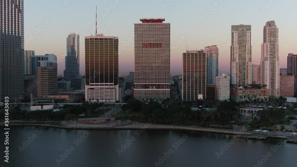 Sunrise in Miami Downtown from bayfront Park aerial View
Sunrise in Miami Downtown from bayfront Park aerial View