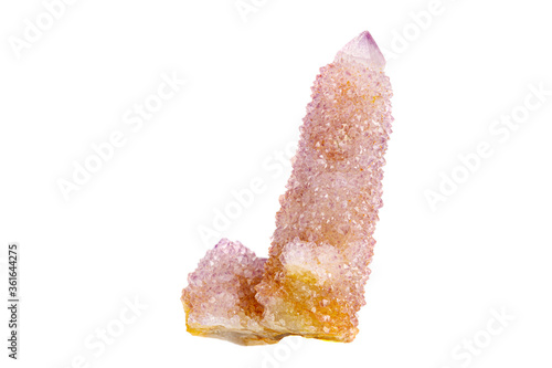 macro stone mineral cactus quartz amethyst on a white background photo