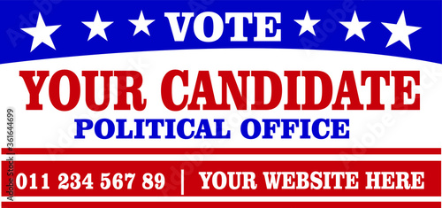 Political campaign lawn sign template for elections politicians candidate customize promotional banner flyer vector illustration EPS