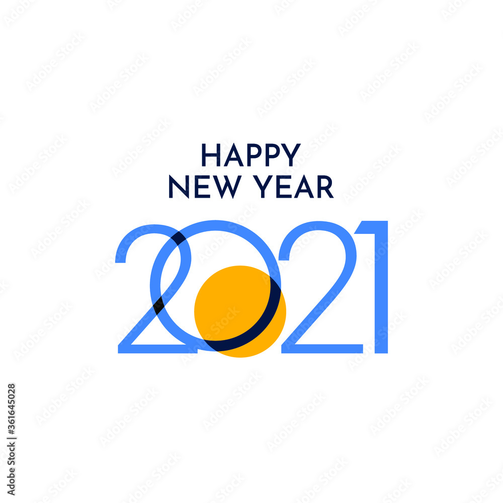 Happy new year 2021 vector template. Design for banner, greeting card or print.