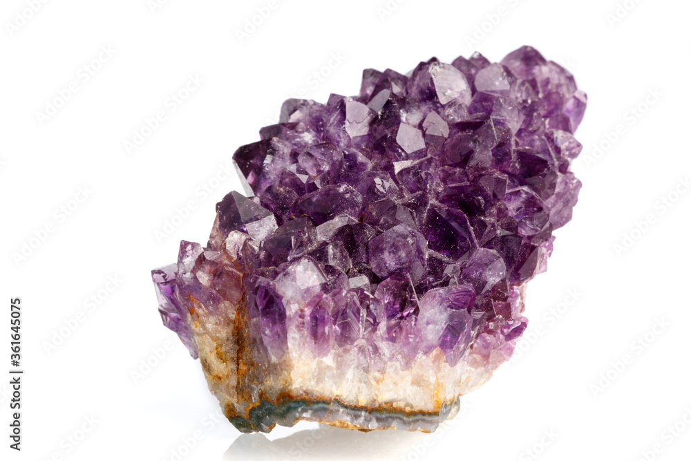macro stone mineral amethyst on a white background