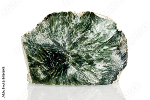 Macro Sphalerite mineral stone with Clinochlore on a white background photo