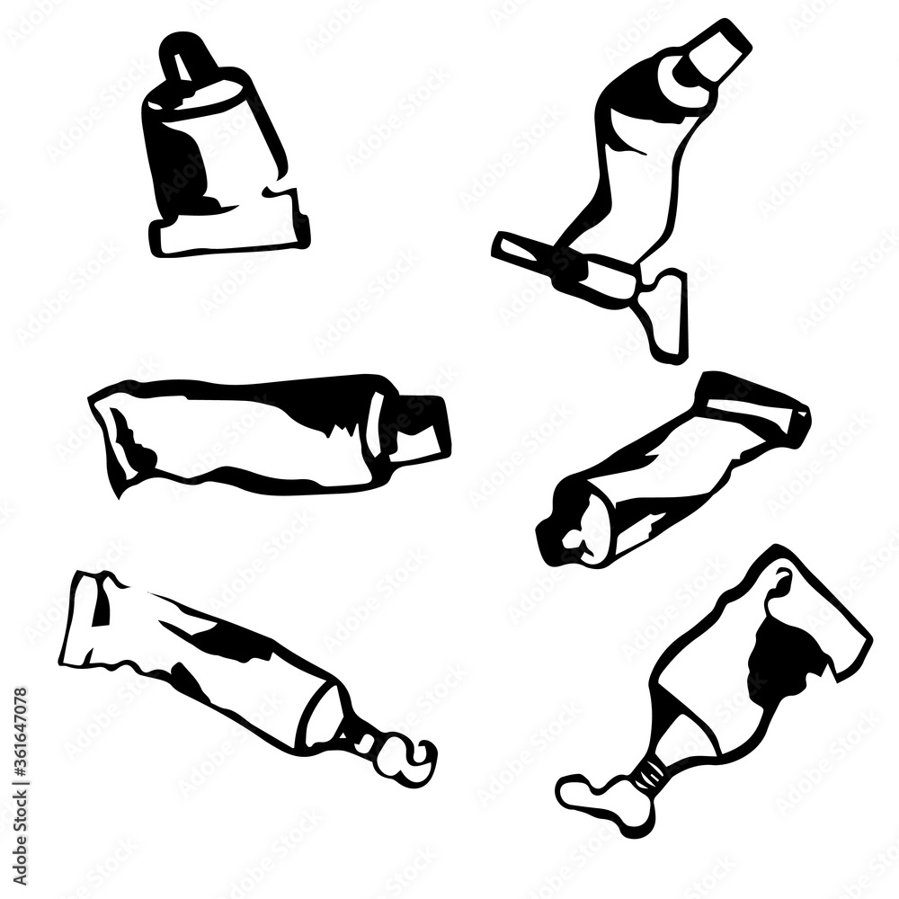 Set of hand drawn tubes. Vector collection of black silhouettes. Set of hand drawn tubes. Vector collection of black silhouettes.