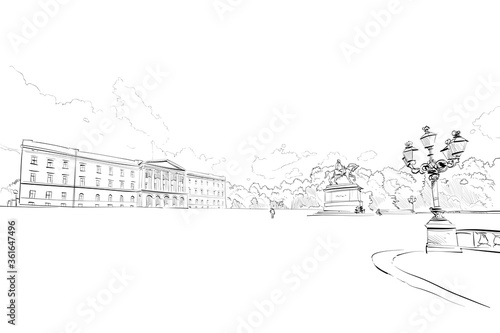Canvas Print Oslo, Norway. Urban sketch. Hand drawn vector illustration.