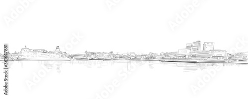 Oslo, Norway. Urban sketch. Hand drawn vector illustration. 