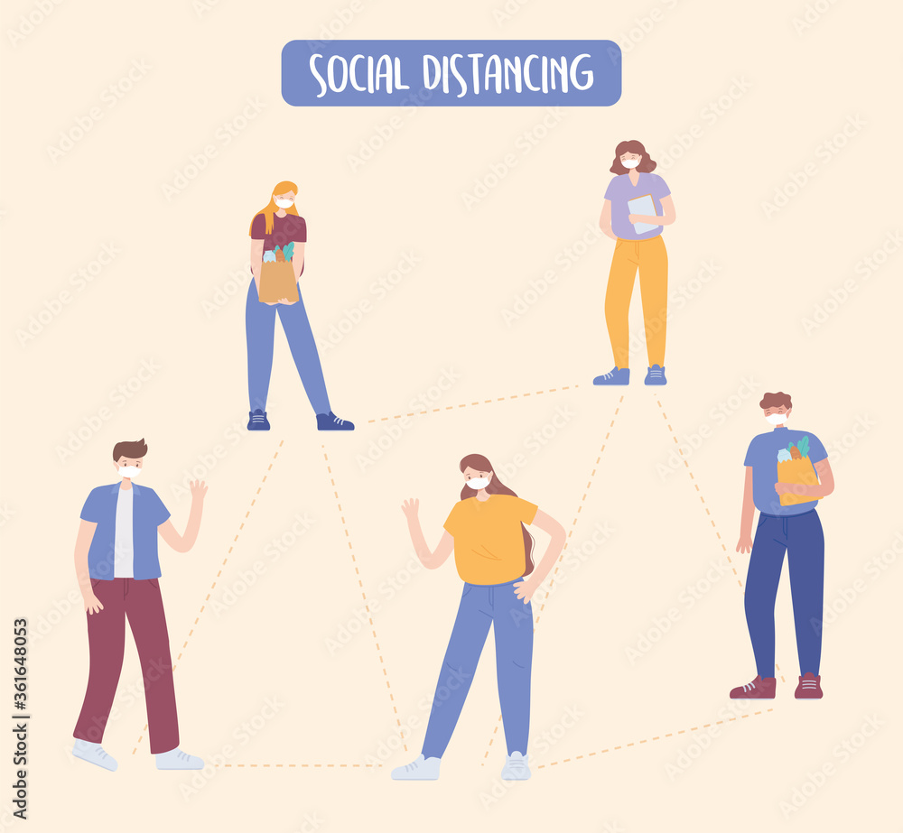 covid 19 coronavirus social distancing prevention, keeping distance for