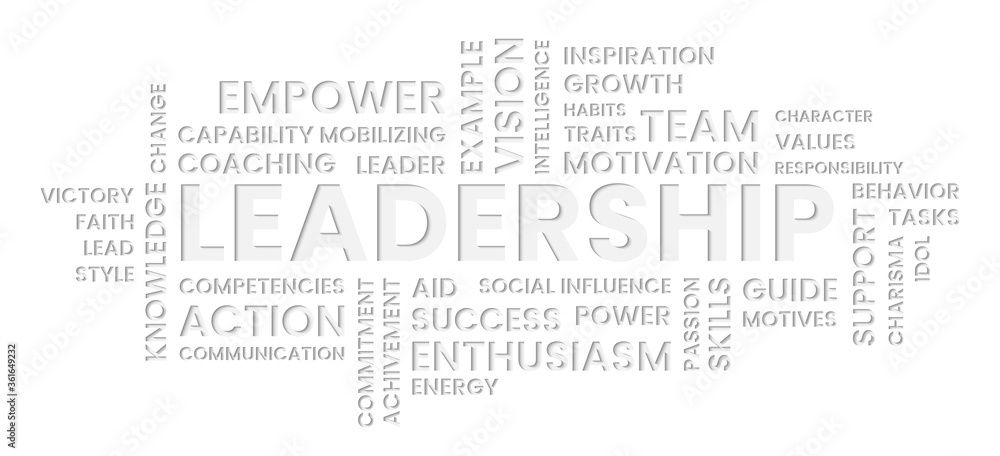 Obraz premium Leadership Text Paper Cut Word Cloud