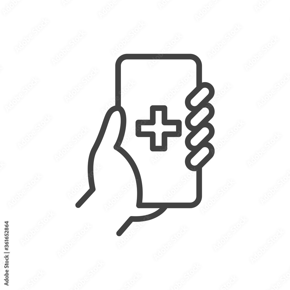 Call doctor icon. Outline icon. Vector illustration.