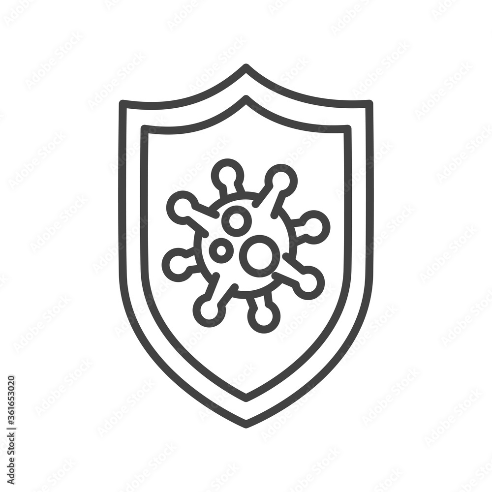 Coronavirus 2019-nCoV. Covid-19 protection shield. Outline icon. Vector illustration. Coronavirus 2019-nCoV. Covid-19 protection shield. Outline icon. Vector illustration.