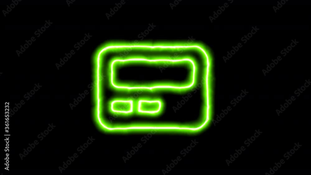The appearance of the green neon symbol pager. Flicker, In - Out. Alpha channel Premultiplied - Matted with color black The appearance of the green neon symbol pager. Flicker, In - Out. Alpha channel Premultiplied - Matted with color black
