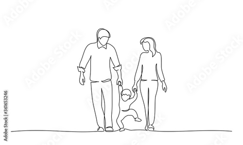 Family holding hand with small child design silhouette