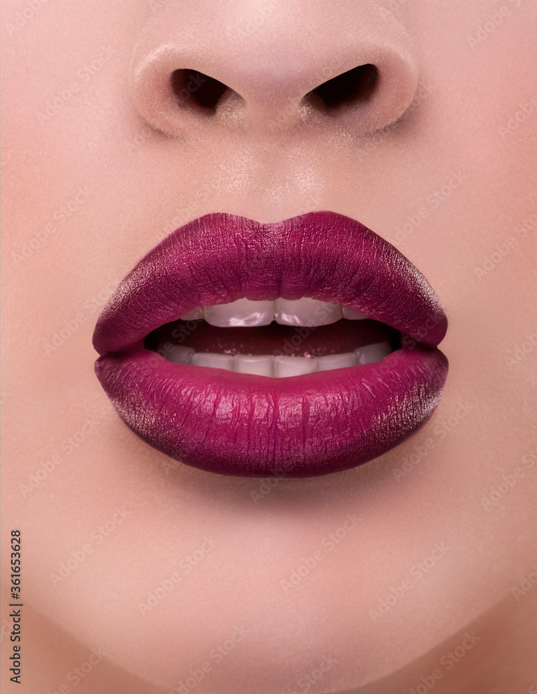 Obraz premium close up lips of young woman