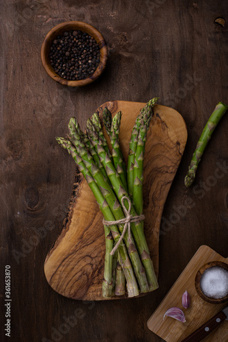 Fresh raw ripe green asparagus