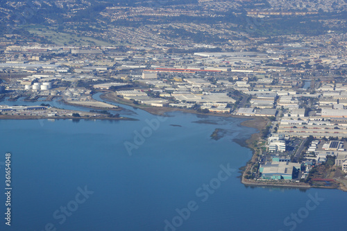 Aerial of Blue Line Transfer Inc and South San Francisco along the Bay