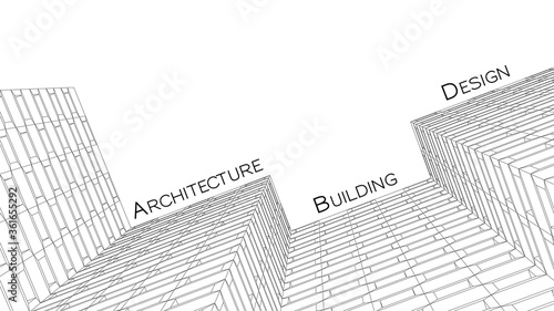 Elegant business card for an architect. Abstract Vector illustration. 3d architectural background for banner, poster