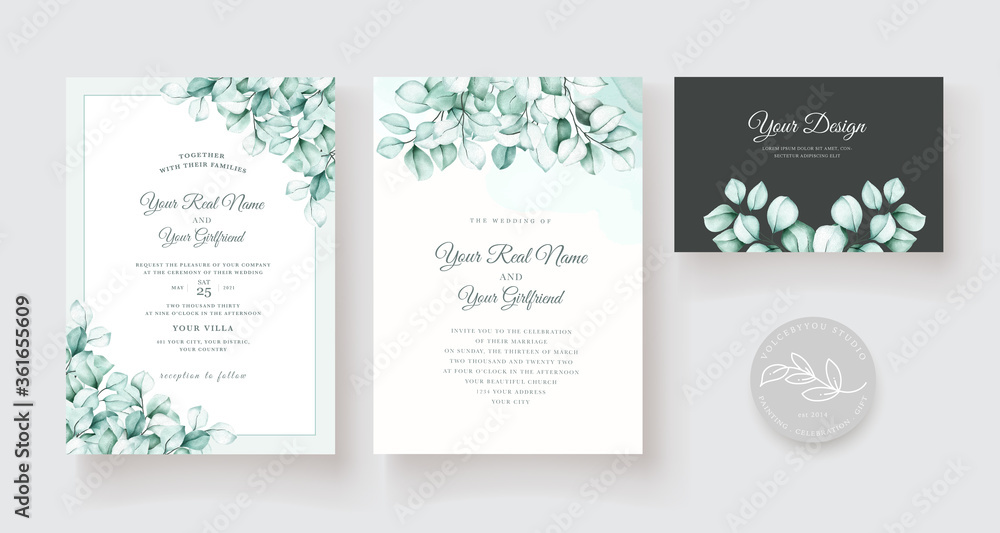 watercolor eucalyptus invitation card set watercolor eucalyptus invitation card set