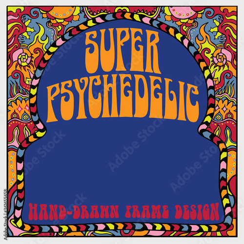 A Hand-Drawn Psychedelic Frame Design in a Square Format