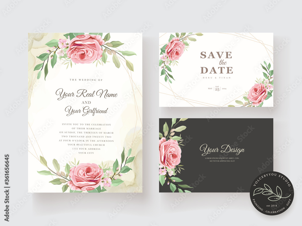 watercolor eucalyptus invitation card set