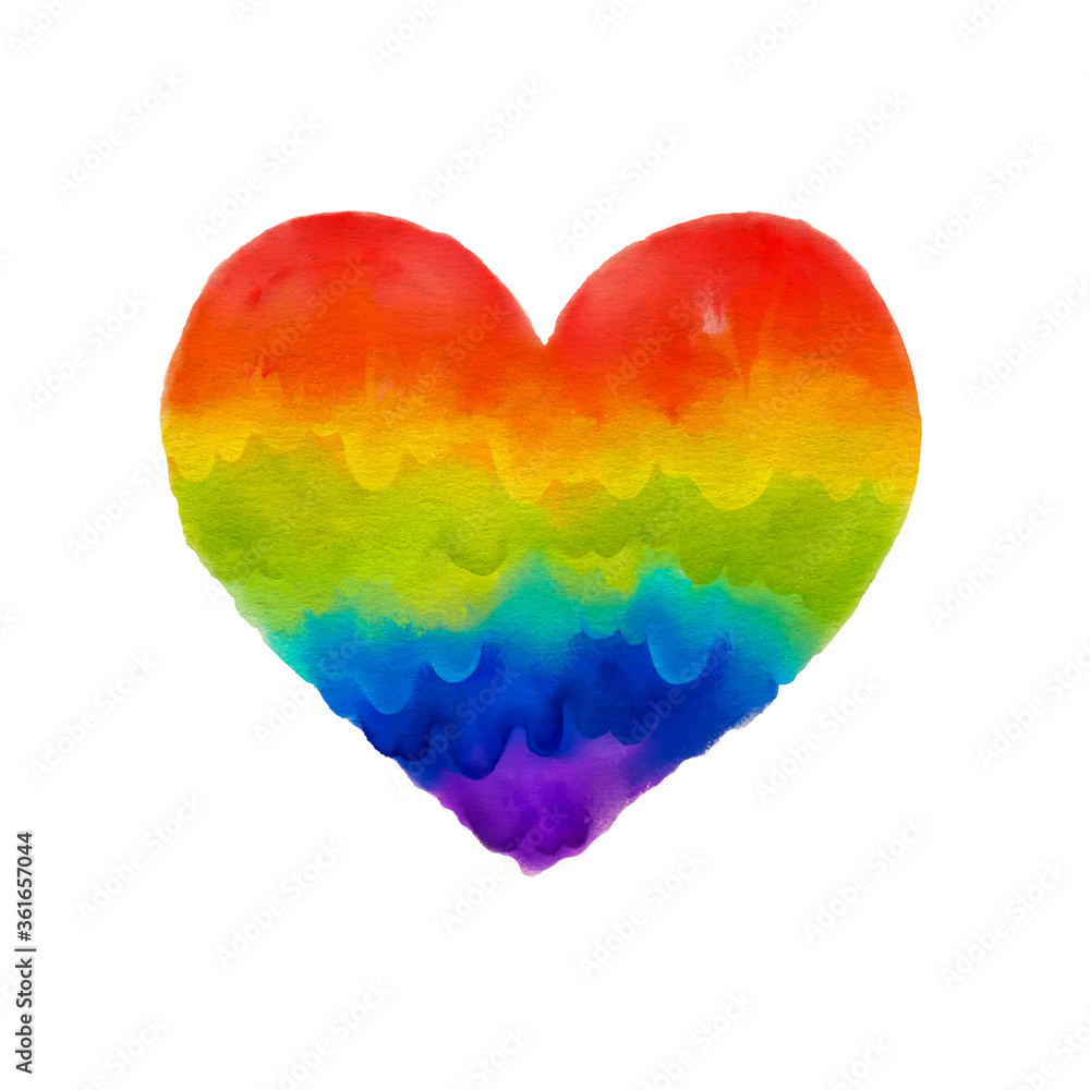 Vector rainbow heart isolated at white background. Symbol of gay, lesbian and LGBT love