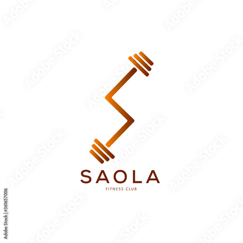 vector illustration of barbel shaped letter s