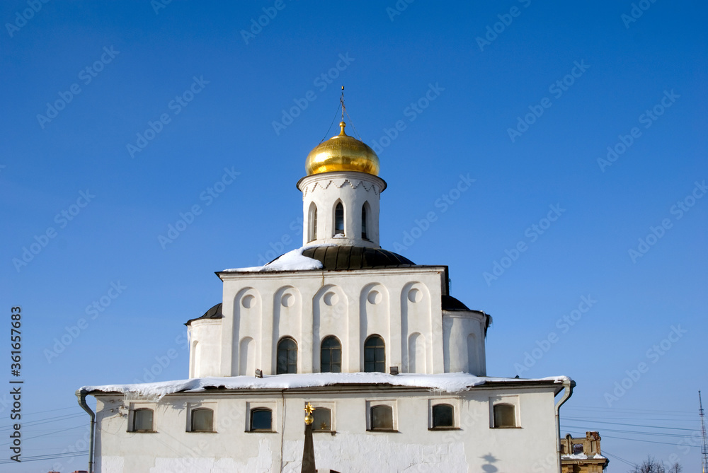 Architecture of Vladimir city, Russia. Golden Gates monument. Famous landmark.
Architecture of Vladimir city, Russia. Golden Gates monument. Famous landmark.