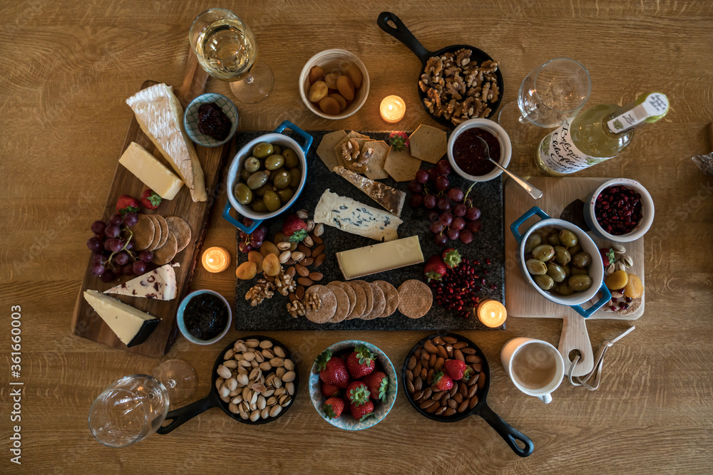 Wine and cheese flat lay Wine and cheese flat lay