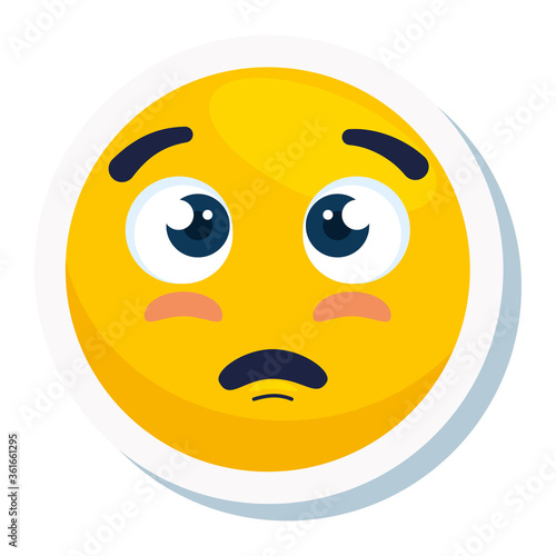 emoji with eyes open and face of please, face yellow with face of please, on white background vector illustration design