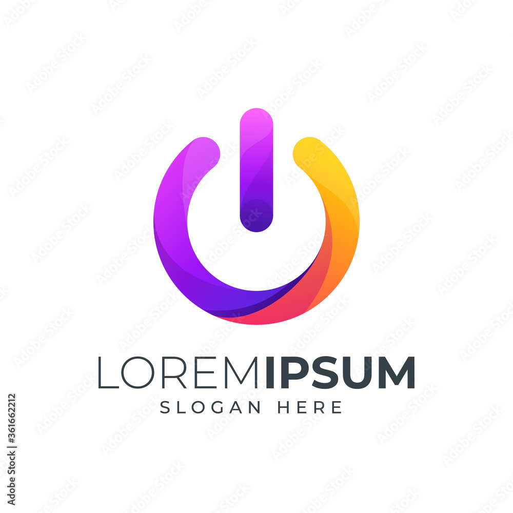 colorful power button logo design