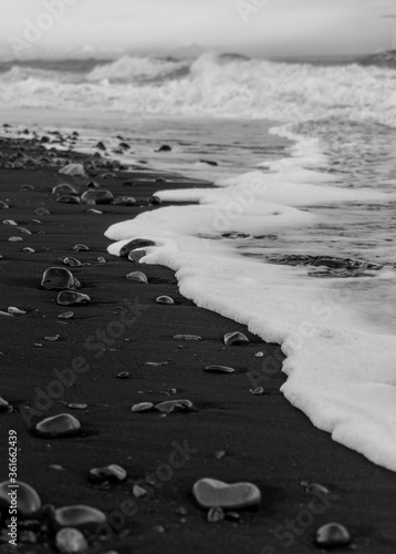 Wallpaper Mural waves on the black beach Torontodigital.ca