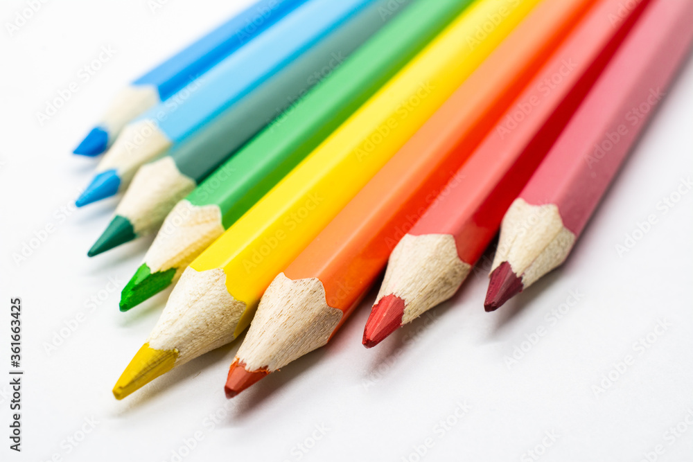 Color pencils closeup white background Color pencils closeup white background