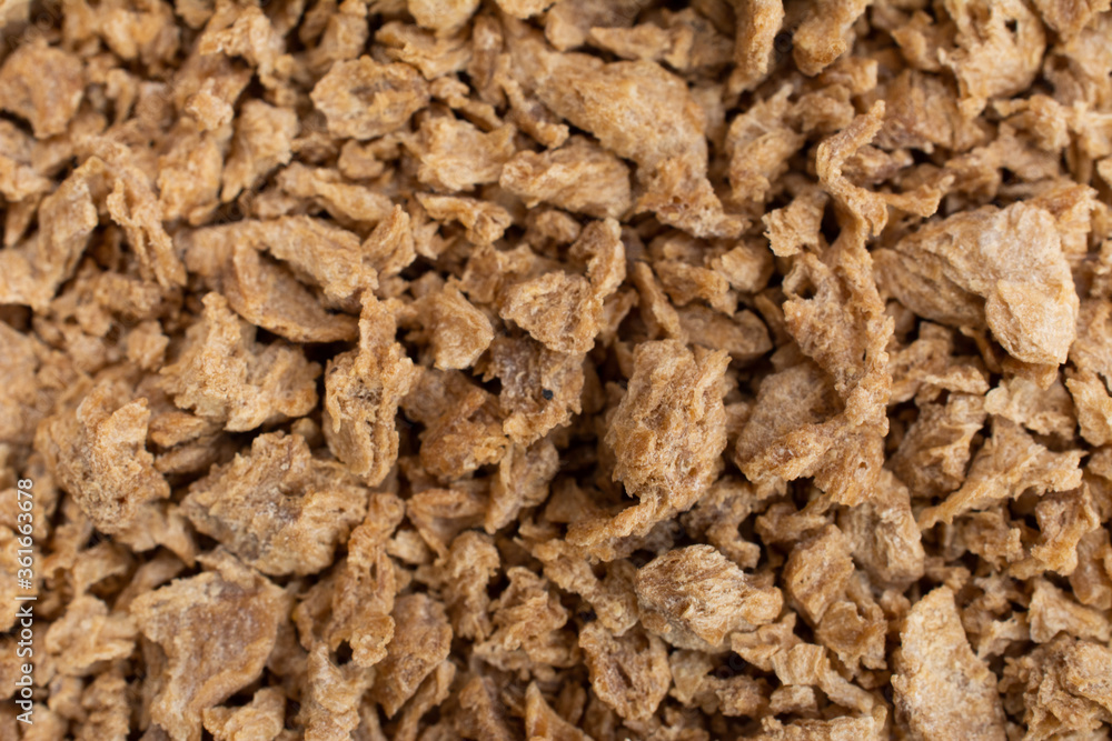 Closeup of textured vegetable protein