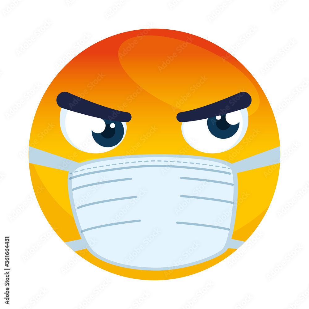 emoji angry wearing medical mask, red face angry using white surgical mask icon vector illustration design emoji angry wearing medical mask, red face angry using white surgical mask icon vector illustration design