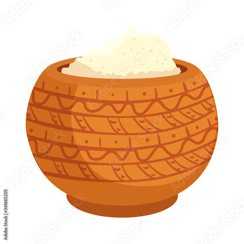 ceramic container with powder, holy celebration vector illustration design