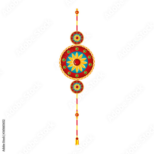 raksha bandhan, bracelet rakhi with flower on white background vector illustration design