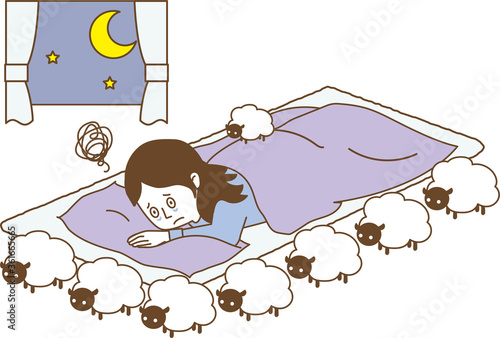眠れないので羊を数える人