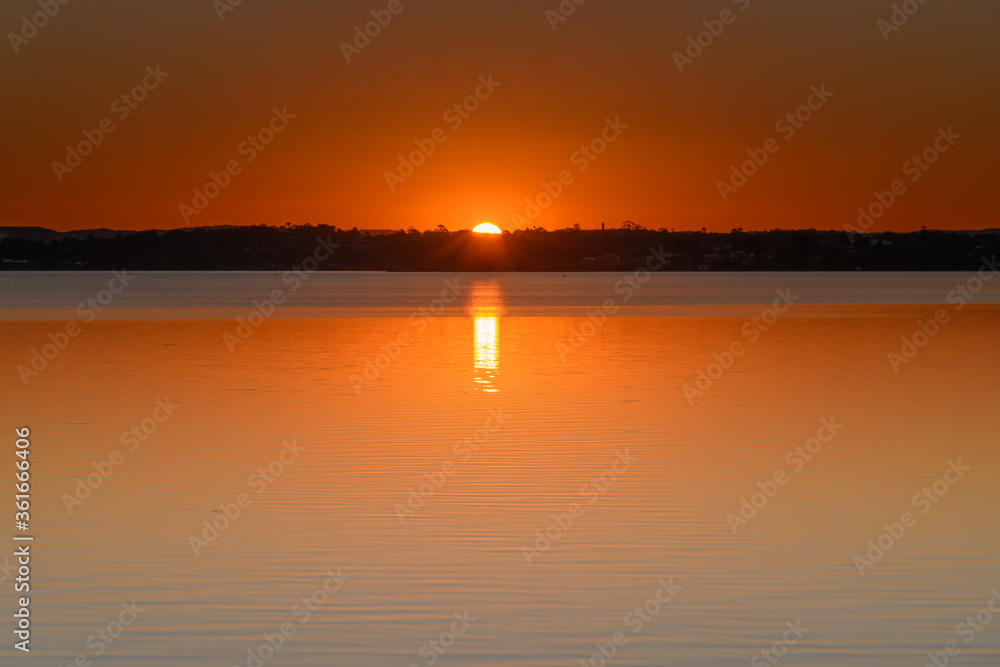 Sunset over the Lake with Clear Skies