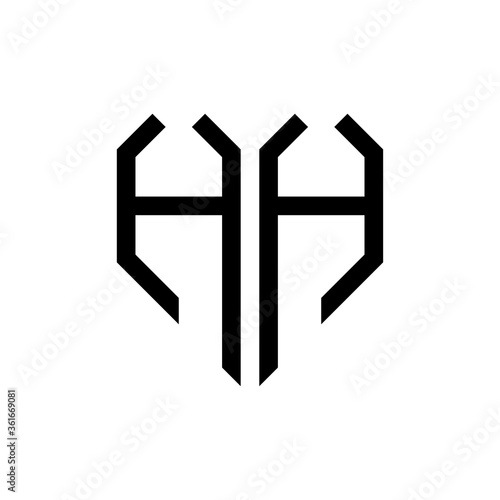 Initial letter hh heart geometric logo vector