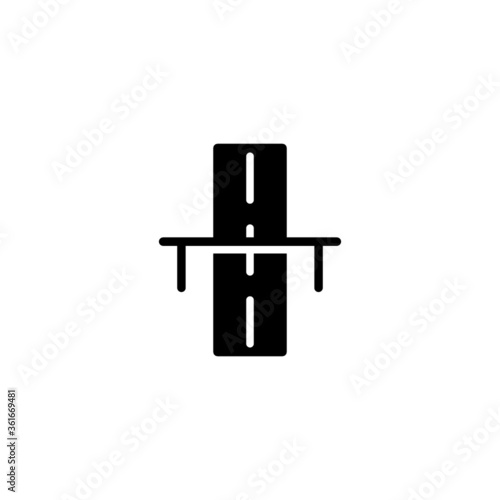 Highway vector icon in black flat glyph, filled style isolated on white background