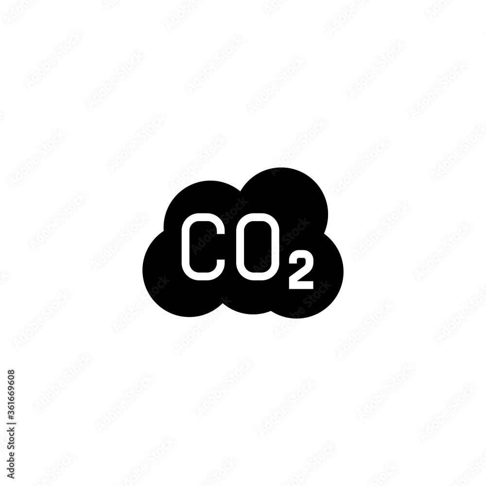 Plakat Co2 sign vector icon in black flat glyph, filled style isolated on white background