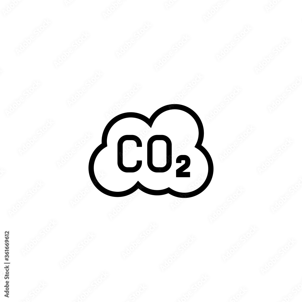 Co2 sign vector icon in black line style icon, style isolated on white background Co2 sign vector icon in black line style icon, style isolated on white background