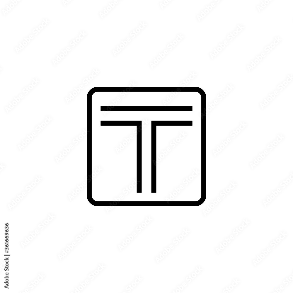 T road intersection vector icon in black line style icon, style isolated on white background T road intersection vector icon in black line style icon, style isolated on white background