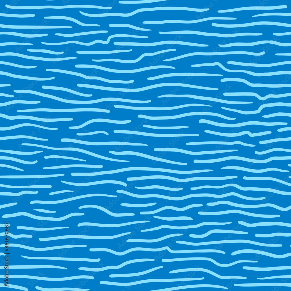 Hand drawn blue horizontal lines seamless pattern. Vector stripes on blue background. Vector abstract waves texture. Hand drawn blue horizontal lines seamless pattern. Vector stripes on blue background. Vector abstract waves texture.