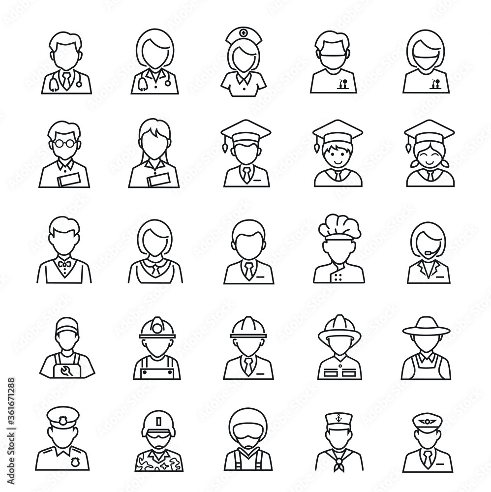 people occupation icon thin line people occupation icon thin line
