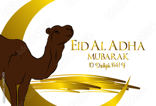 Muslim holiday Eid al-Adha. the sacrifice a ram. graphic design decoration kurban bayrami. month lamb, sheep, and camel. vector illustration. 1441 H or 2020