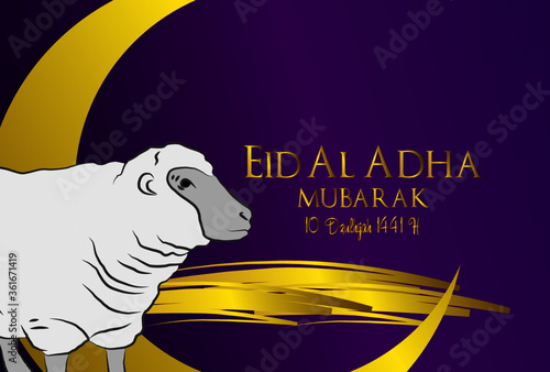 Muslim holiday Eid al-Adha. the sacrifice a ram. graphic design decoration kurban bayrami. month lamb, sheep, and camel. vector illustration. 1441 H or 2020
