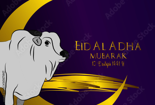 Muslim holiday Eid al-Adha. the sacrifice a ram. graphic design decoration kurban bayrami. month lamb, sheep, and camel. vector illustration. 1441 H or 2020