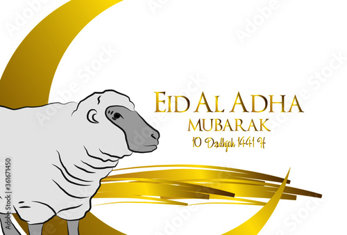 Muslim holiday Eid al-Adha. the sacrifice a ram. graphic design decoration kurban bayrami. month lamb, sheep, and camel. vector illustration. 1441 H or 2020